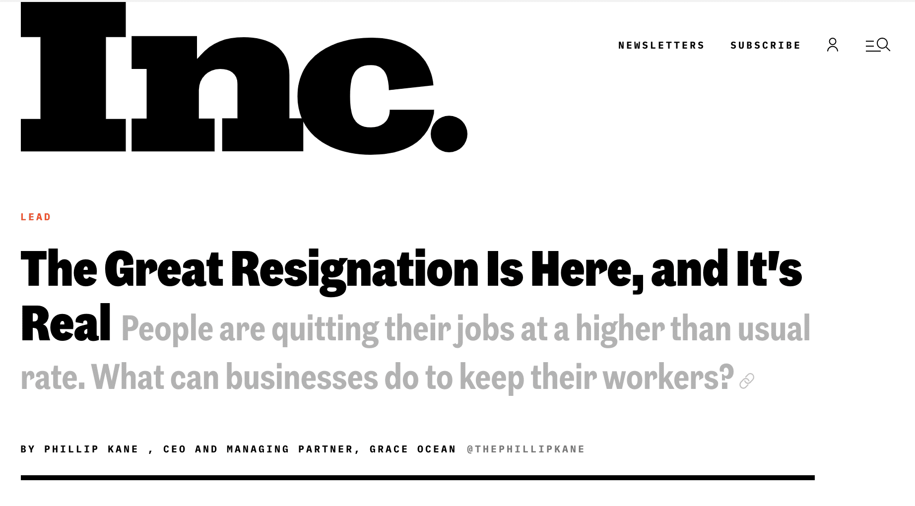 Inc. magazine The Great Resignation