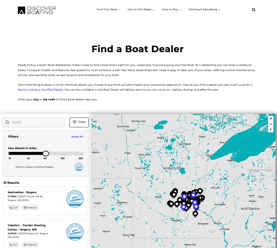 Discover Boating Dealer Finder Tool