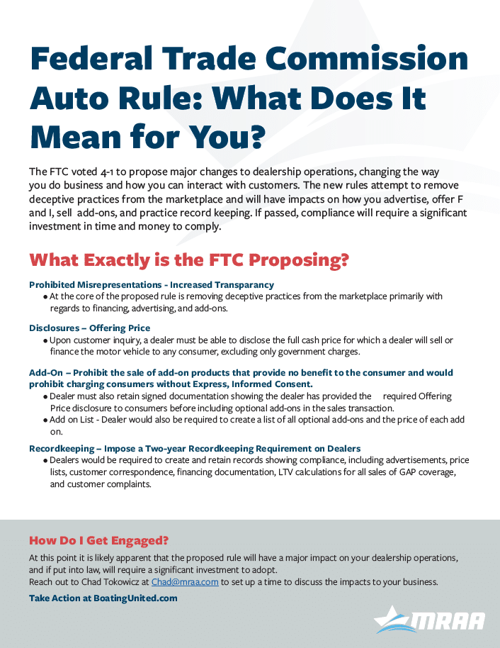 New FTC Auto Rule What Does It Mean for My Business? Marine Retailers Association