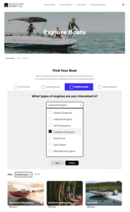 Discover Boating Boat Type Quiz for customer introductions