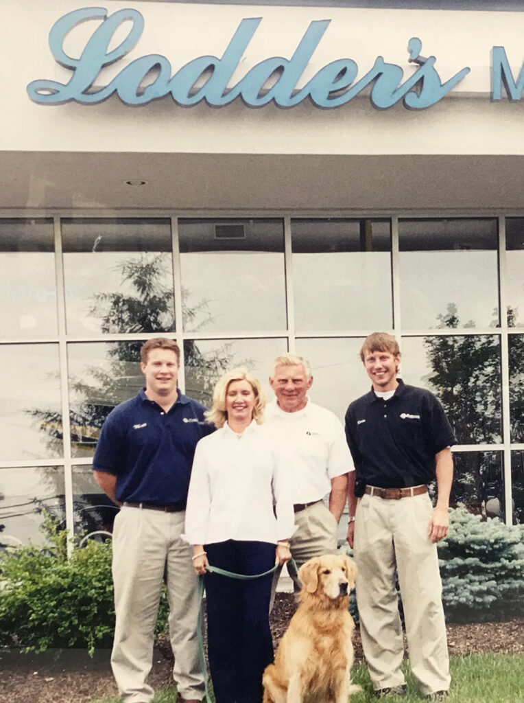 Kevin Lodder and family in front of Lodder’s Marine in Fairfield, OH.