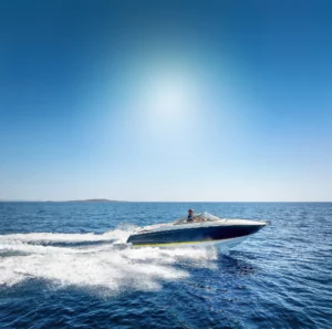 Speed boat on water