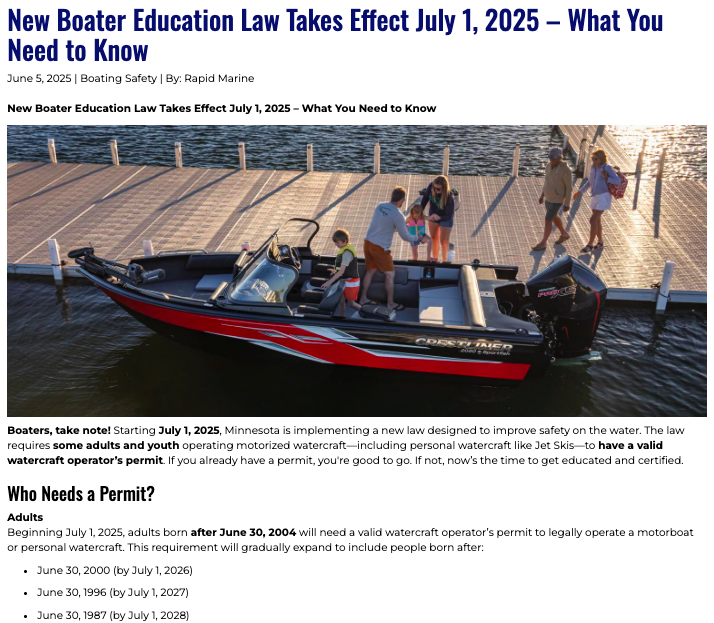 Minnesota Boating Safety Law - Rapid Marine
