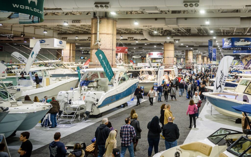 people at a boat show
