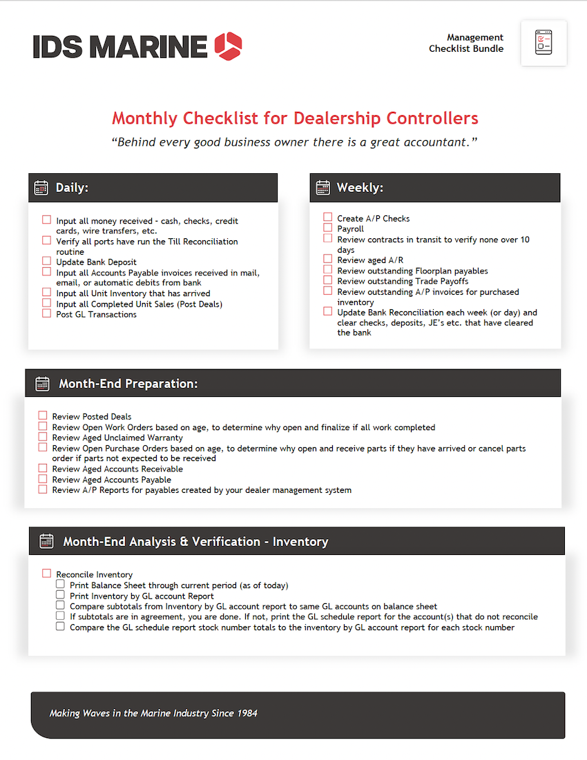 IDS Marine Controller Checklist Page 1