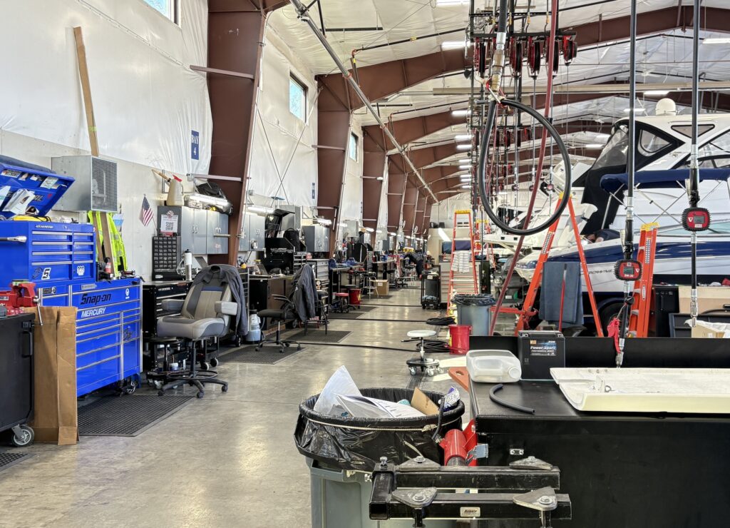 Service department in boat dealership