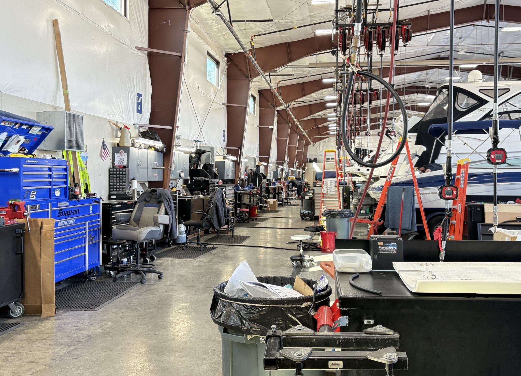 Service department in boat dealership