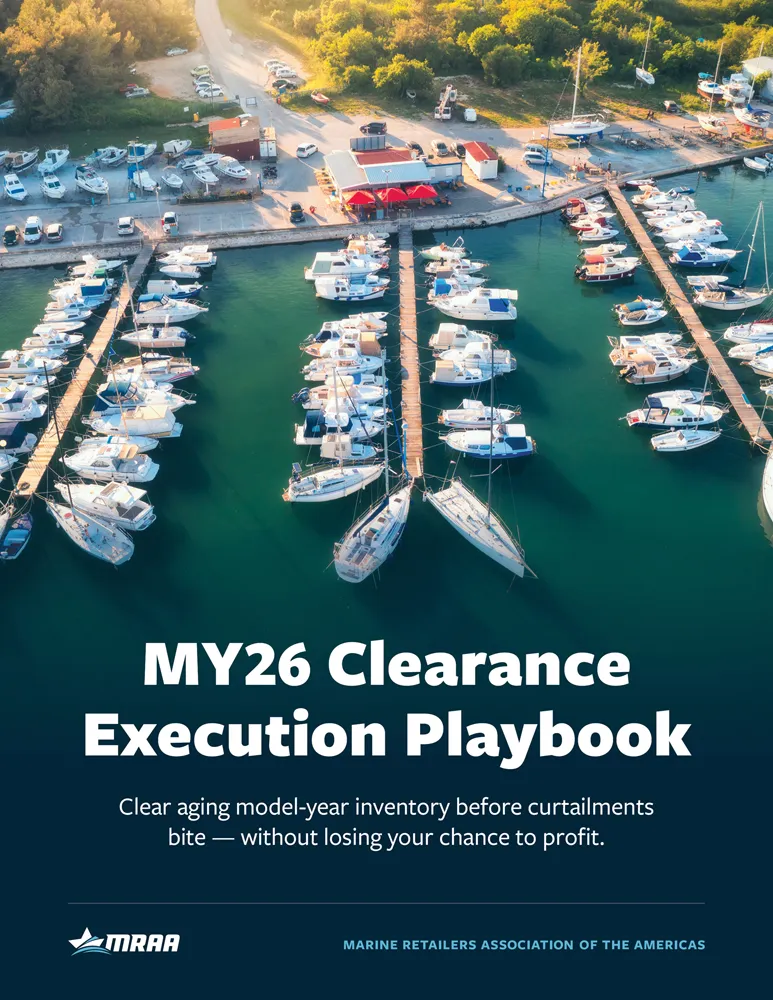 MY26 model year clearance playbook for marine dealers managing aging boat inventory