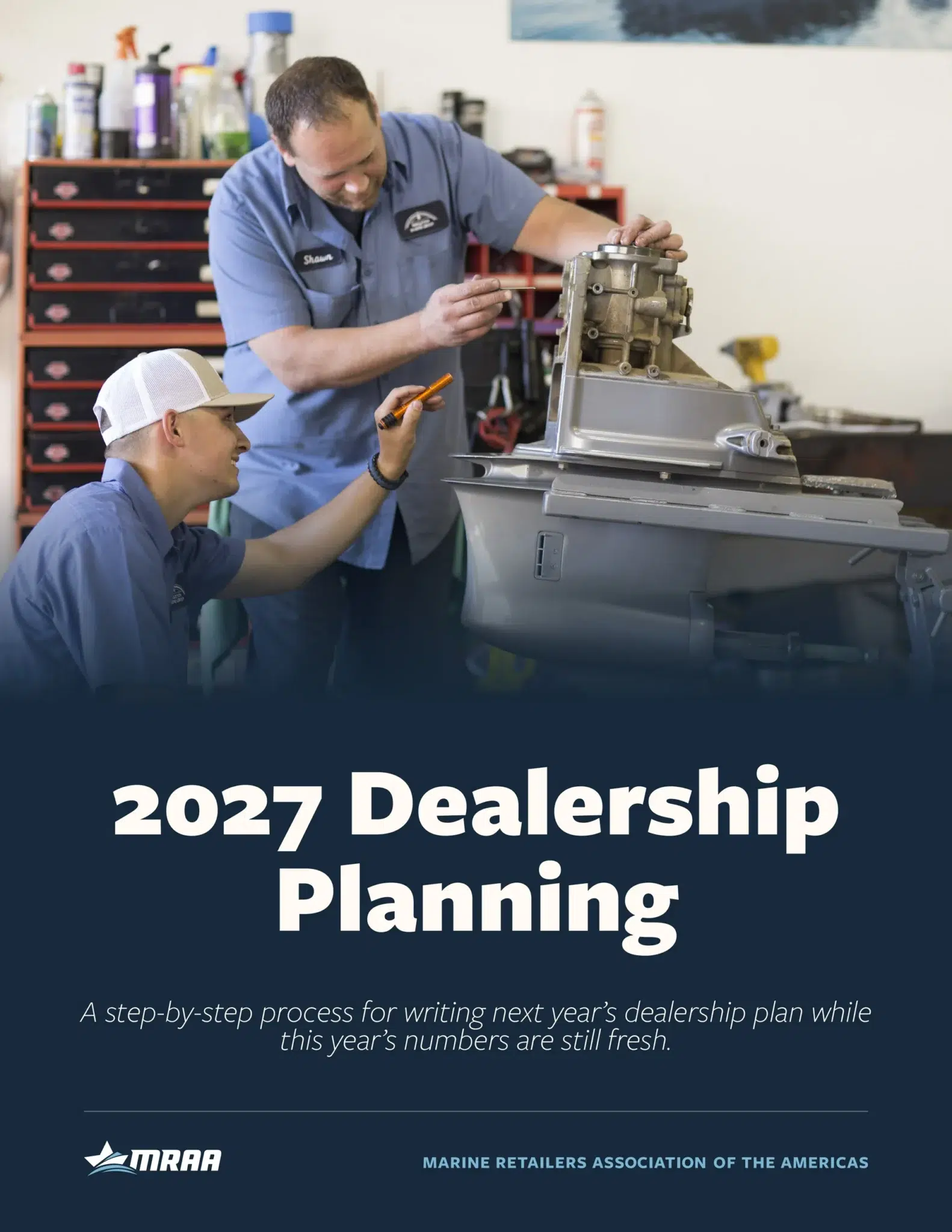 Cover of a 2027 business planning workbook for marine dealers building next year's dealership plan